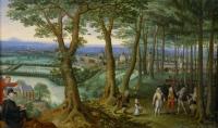 Valckenborch, Lucas van - The emperor walking in the woods near Neugebaude Palace